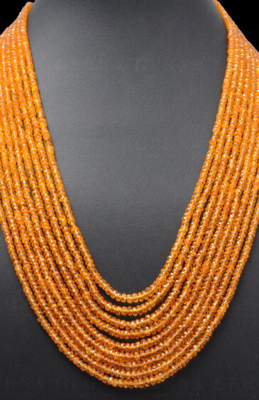 9 Rows of Mandarin Garnet Gemstone Faceted Bead Necklace NS-1702
