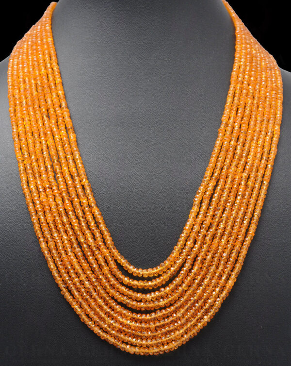 9 Rows of Mandarin Garnet Gemstone Faceted Bead Necklace NS-1702