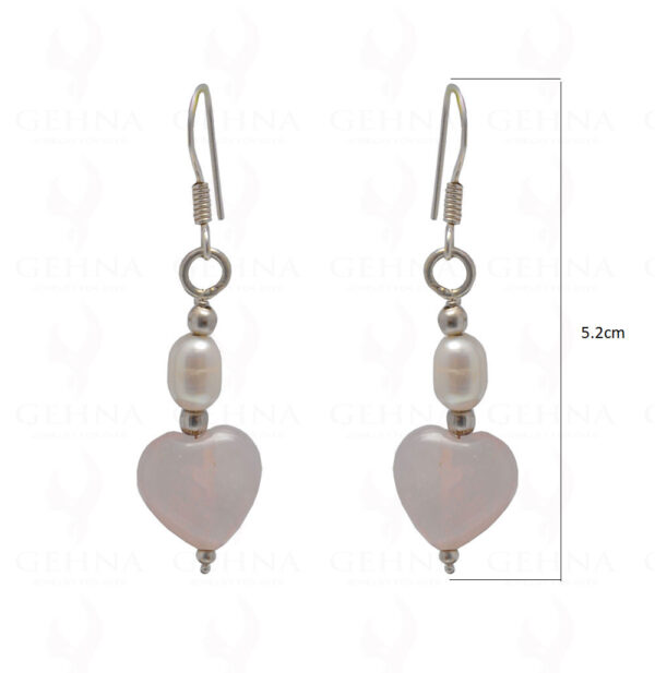 Pearl & Rose Quartz Gemstone Bead Earring In .925 Sterling Silver ES-1703