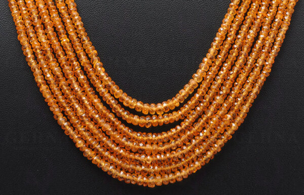 7 Rows of Mandarin Garnet Gemstone Faceted Bead Necklace NS-1704