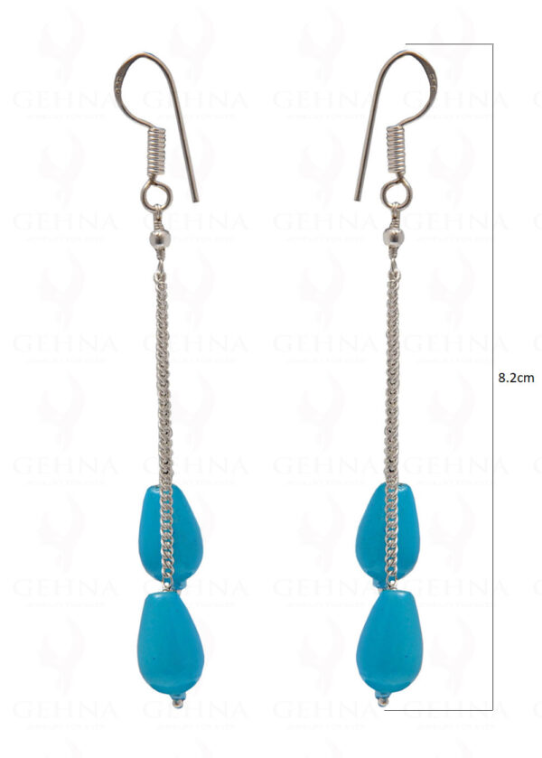 Blue Chalcedony Gemstone Drop Shaped Earring In .925 Sterling Silver ES-1705