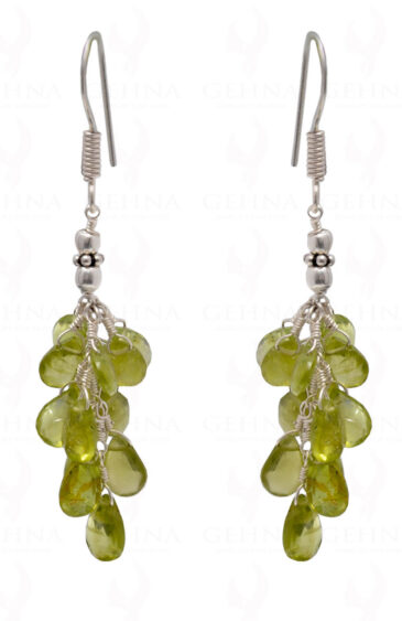 Peridot Gemstone Faceted Almond Shaped Earring In .925 Sterling Silver ES-1706