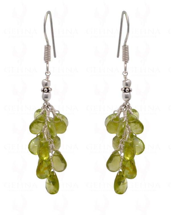 Peridot Gemstone Faceted Almond Shaped Earring In .925 Sterling Silver ES-1706