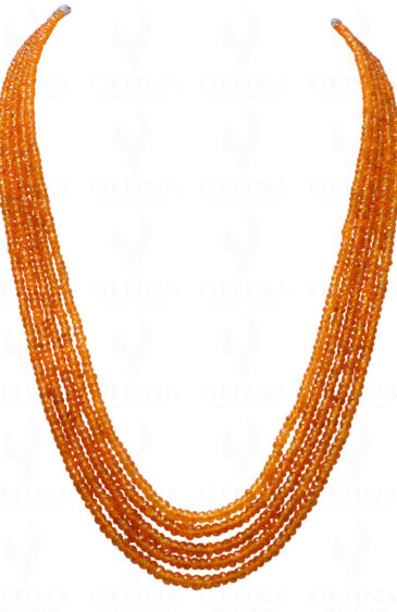 5 Rows of Mandarin Garnet Gemstone Faceted Bead Necklace NS-1706