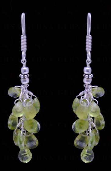 Peridot Gemstone Faceted Almond Shaped Earring In .925 Sterling Silver ES-1706