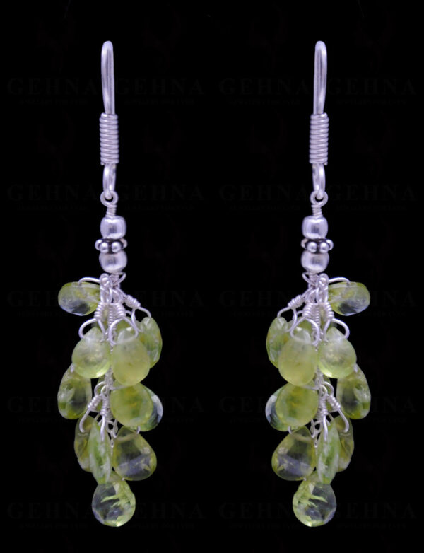 Peridot Gemstone Faceted Almond Shaped Earring In .925 Sterling Silver ES-1706