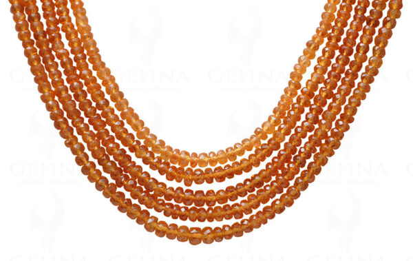 5 Rows of Mandarin Garnet Gemstone Faceted Bead Necklace NS-1706