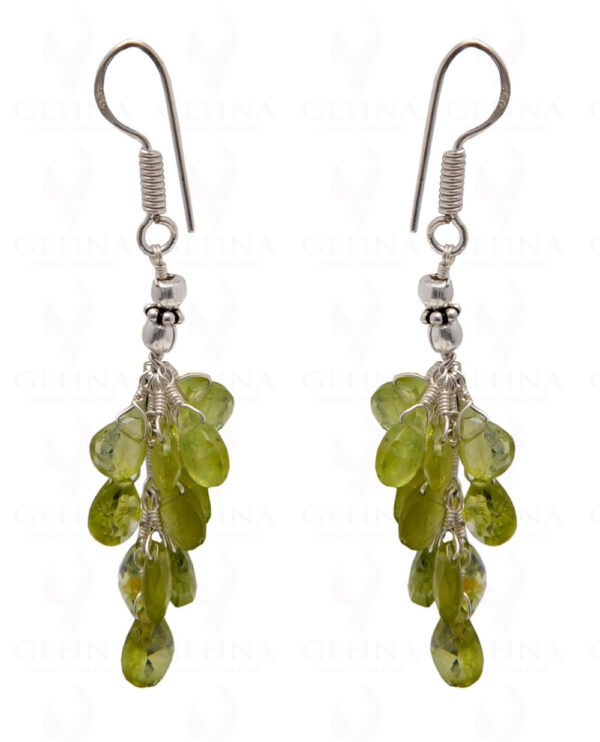 Peridot Gemstone Faceted Almond Shaped Earring In .925 Sterling Silver ES-1706