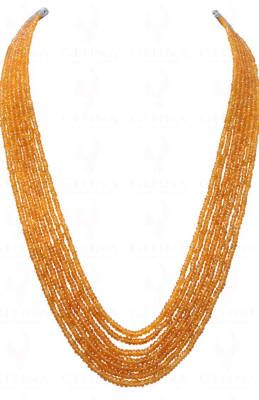 7 Rows of Mandarin Garnet Gemstone Faceted Bead Necklace NS-1708