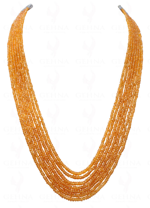 7 Rows of Mandarin Garnet Gemstone Faceted Bead Necklace NS-1708