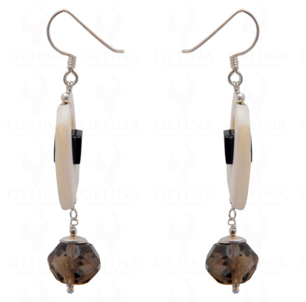 Pearl, Spinel & Smoky Quartz Gemstone Earring In .925 Sterling Silver ES-1708