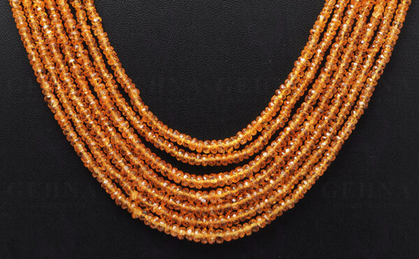 7 Rows of Mandarin Garnet Gemstone Faceted Bead Necklace NS-1708