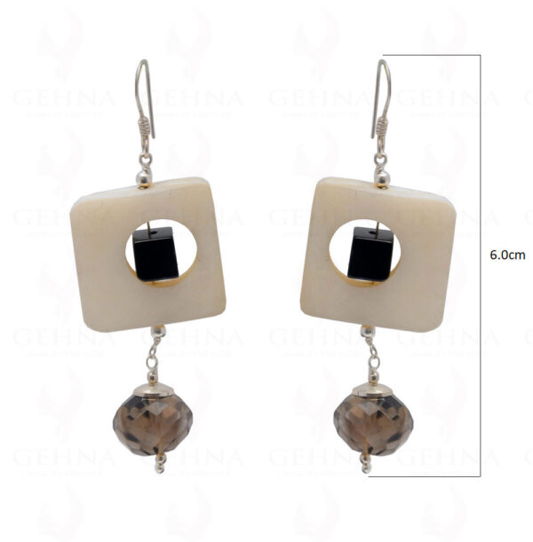 Pearl, Spinel & Smoky Quartz Gemstone Earring In .925 Sterling Silver ES-1708