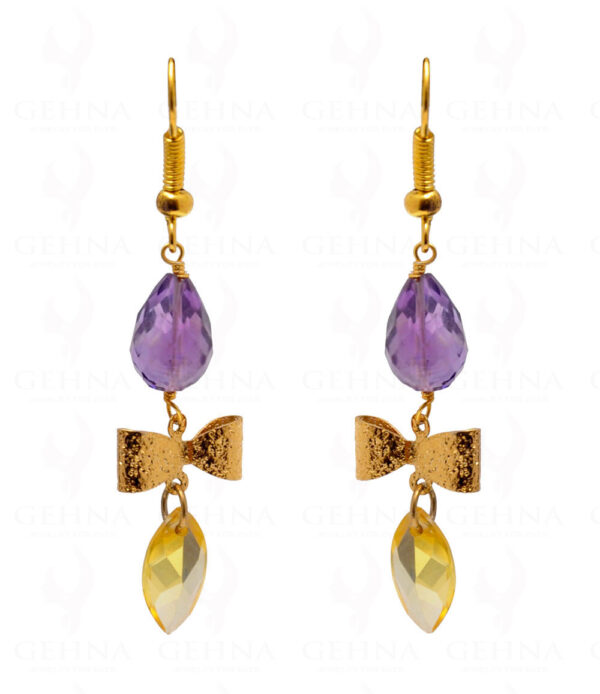 Amethyst & Lemon Topaz Gemstone Earring In .925 Sterling Silver ES-1709