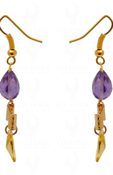 Amethyst & Lemon Topaz Gemstone Earring In .925 Sterling Silver ES-1709