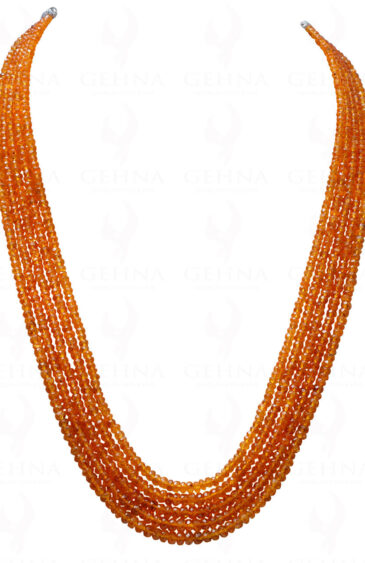 5 Rows of Mandarin Garnet Gemstone Faceted Bead Necklace NS-1710