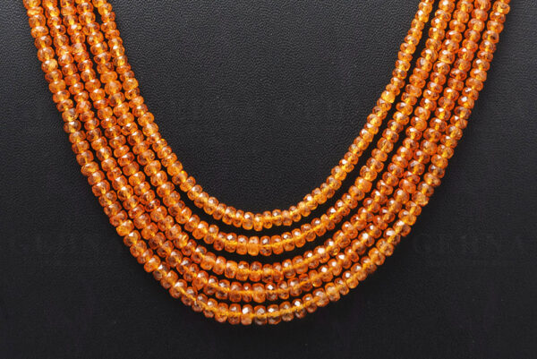 5 Rows of Mandarin Garnet Gemstone Faceted Bead Necklace NS-1710