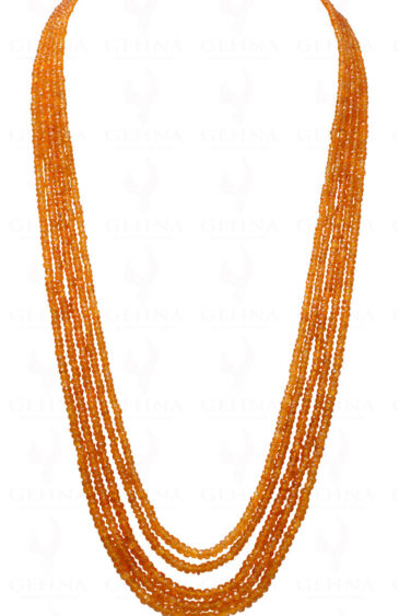 5 Rows of Mandarin Garnet Gemstone Faceted Bead Necklace NS-1712