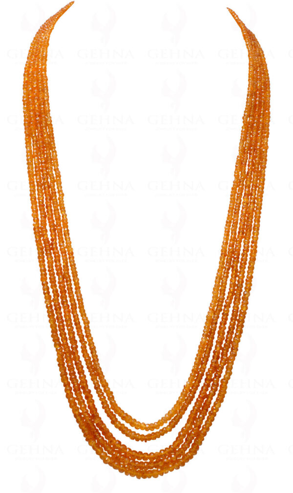 5 Rows of Mandarin Garnet Gemstone Faceted Bead Necklace NS-1712