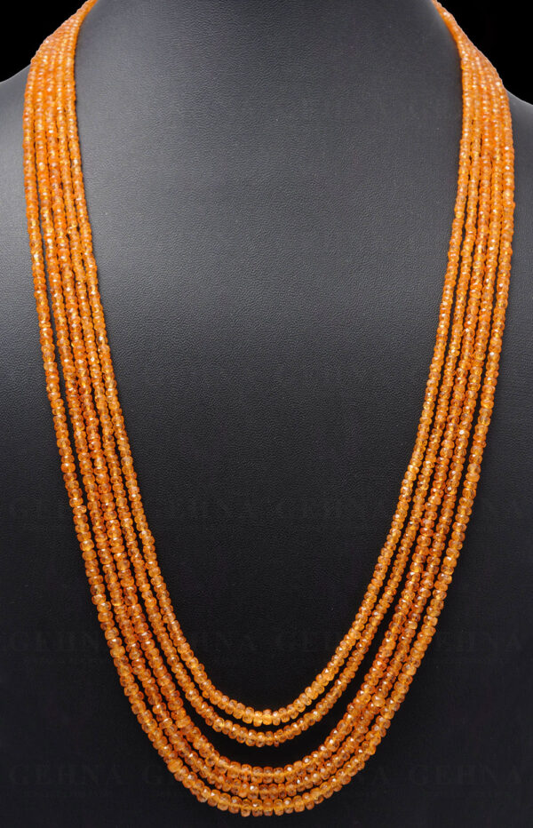 5 Rows of Mandarin Garnet Gemstone Faceted Bead Necklace NS-1712