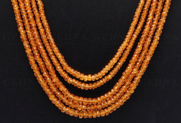 5 Rows of Mandarin Garnet Gemstone Faceted Bead Necklace NS-1712