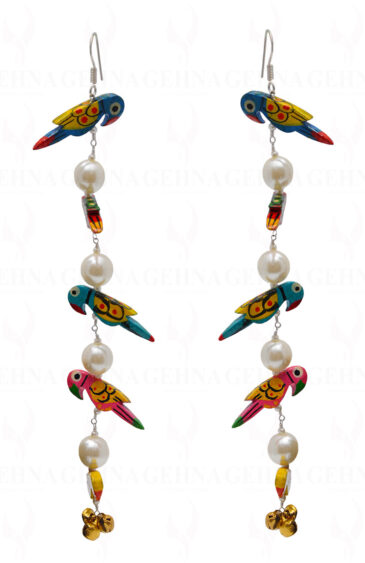 Pearl & Parrot Shape Earring In.925 Sterling Silver ES-1713