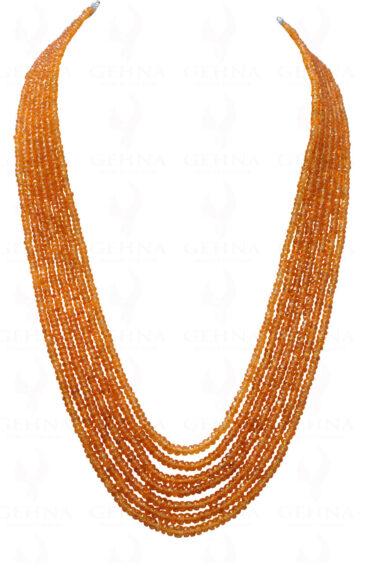 7 Rows of Mandarin Garnet Gemstone Faceted Bead Necklace NS-1714