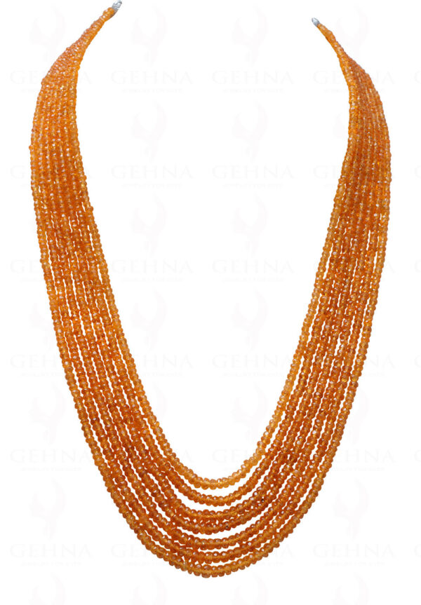 7 Rows of Mandarin Garnet Gemstone Faceted Bead Necklace NS-1714