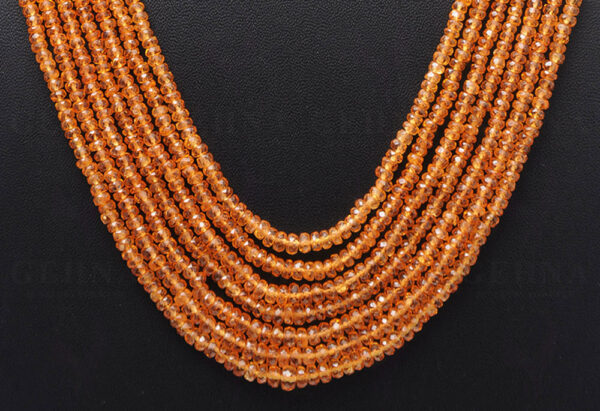 7 Rows of Mandarin Garnet Gemstone Faceted Bead Necklace NS-1714