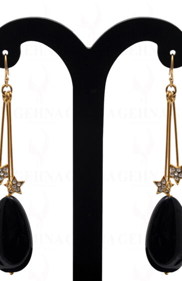 Black Onyx Gemstone Almond Shape Earring In .925 Sterling Silver ES-1716