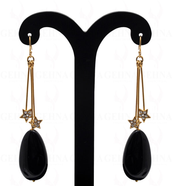 Black Onyx Gemstone Almond Shape Earring In .925 Sterling Silver ES-1716