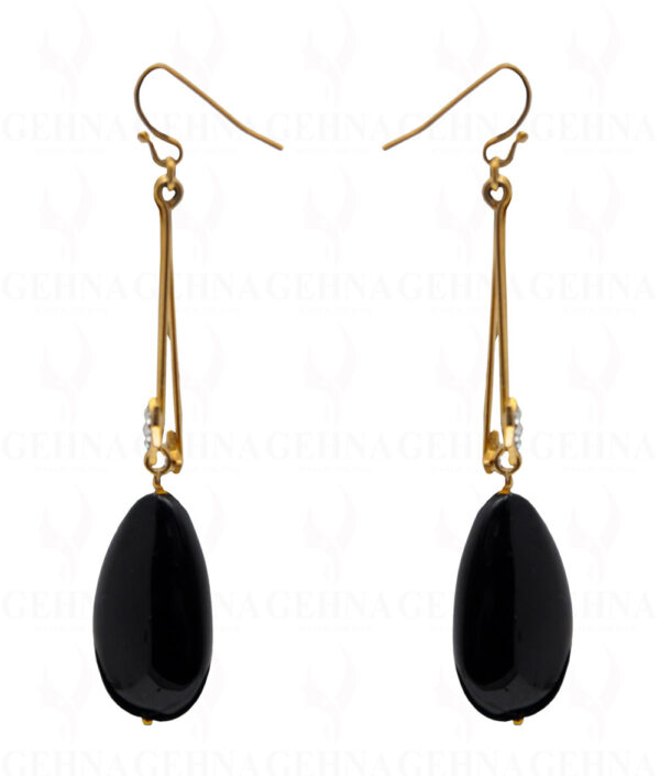 Black Onyx Gemstone Almond Shape Earring In .925 Sterling Silver ES-1716