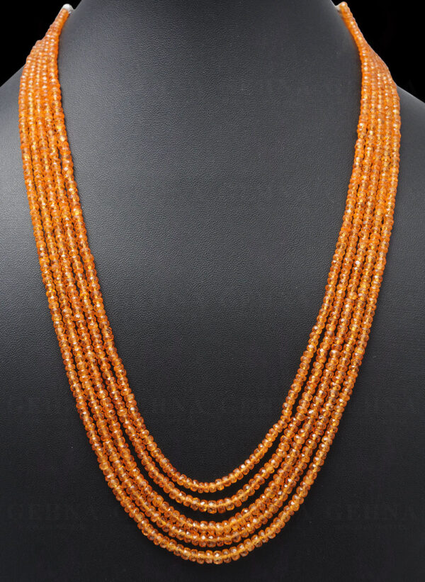 5 Rows of Mandarin Garnet Gemstone Faceted Bead Necklace NS-1716