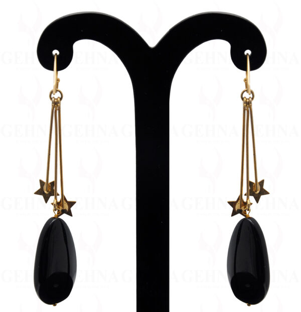 Black Onyx Gemstone Almond Shape Earring In .925 Sterling Silver ES-1716