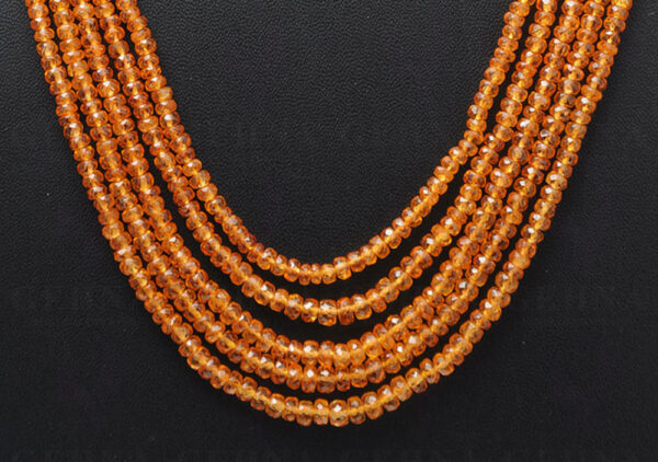 5 Rows of Mandarin Garnet Gemstone Faceted Bead Necklace NS-1716