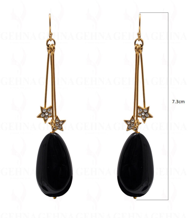 Black Onyx Gemstone Almond Shape Earring In .925 Sterling Silver ES-1716