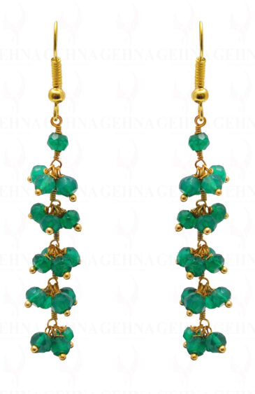 Green Onyx Gemstone Faceted Bead Earring ES-1718