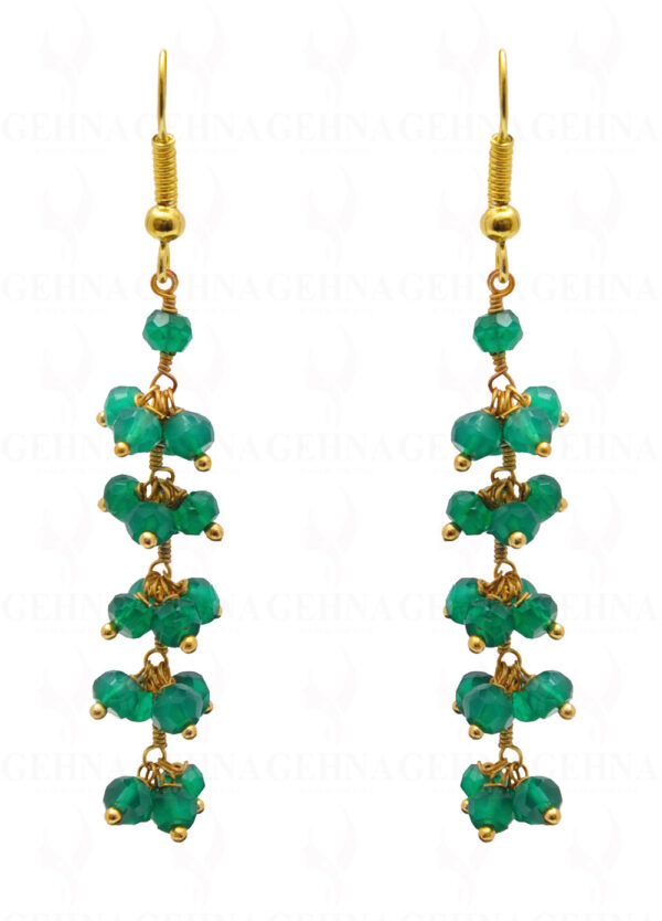 Green Onyx Gemstone Faceted Bead Earring ES-1718