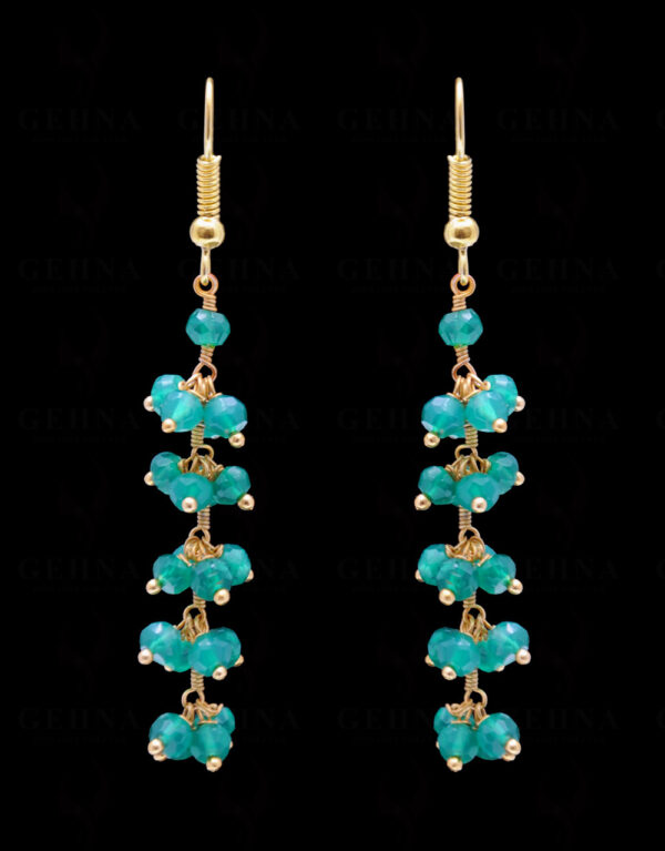 Green Onyx Gemstone Faceted Bead Earring ES-1718