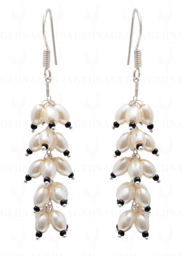 Pearl & Black Spinel Gemstone Beaded Earring ES-1720