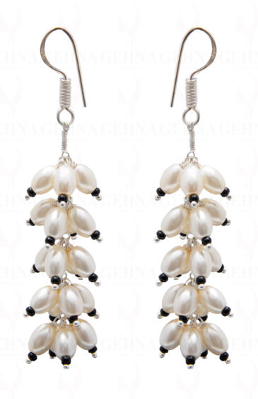 Pearl & Black Spinel Gemstone Beaded Earring ES-1720