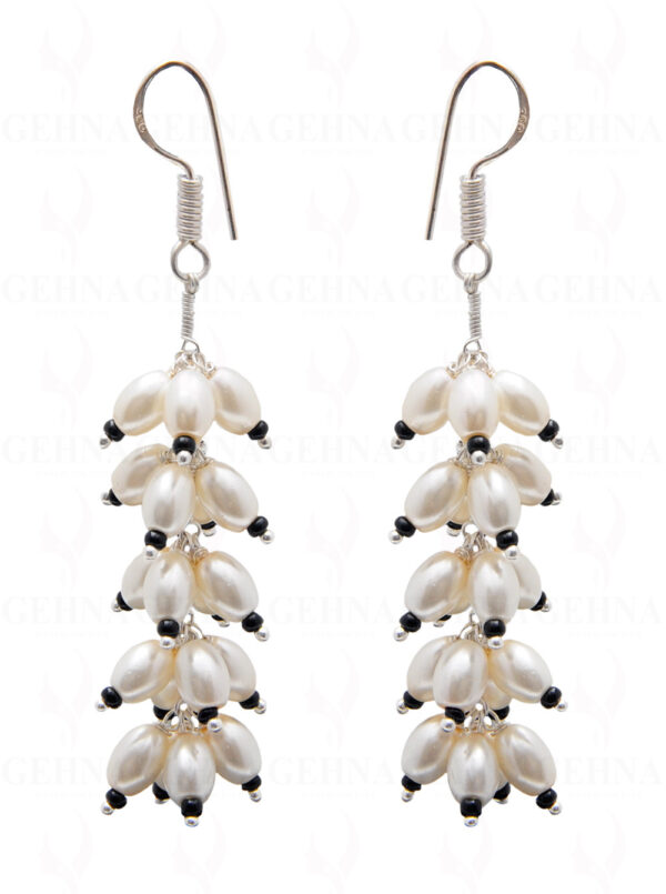 Pearl & Black Spinel Gemstone Beaded Earring ES-1720