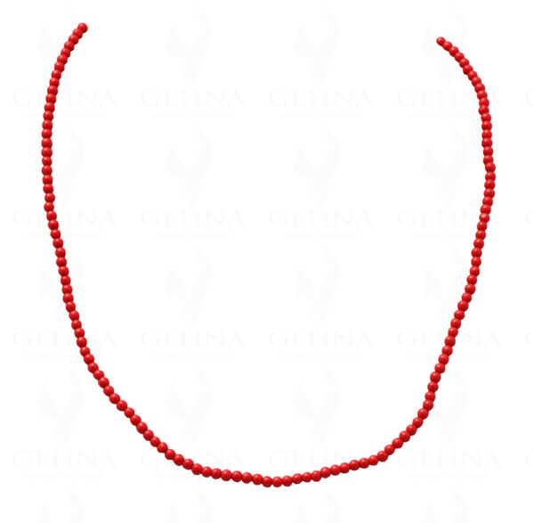 Manmade Coral 3 MM Size Bead Necklace NS-1721