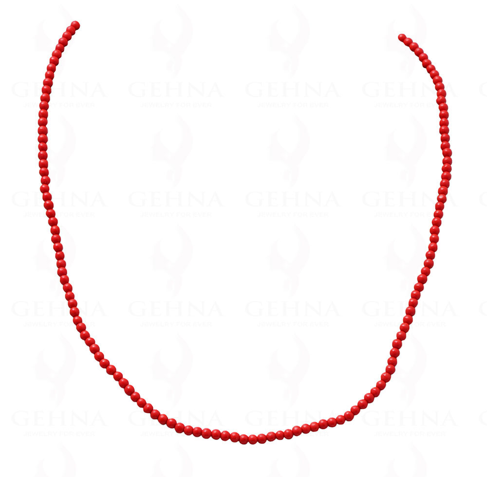 Manmade Coral 3 MM Size Bead Necklace NS-1721