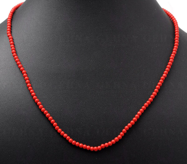 Manmade Coral 3 MM Size Bead Necklace NS-1721