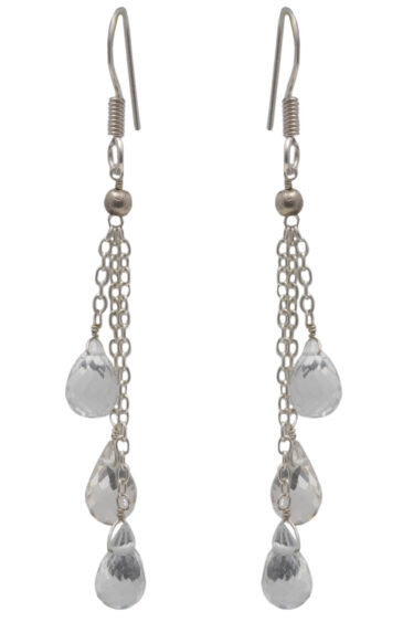 Rock-Crystal Gemstone Beaded Earring In .925 Sterling Silver ES-1723
