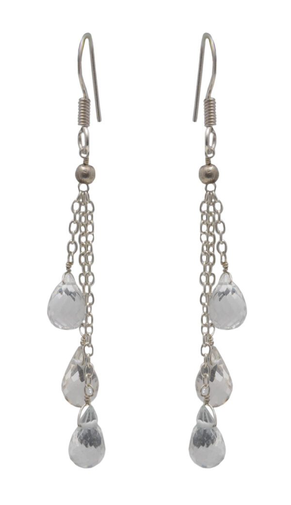 Rock-Crystal Gemstone Beaded Earring In .925 Sterling Silver ES-1723