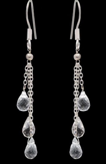 Rock-Crystal Gemstone Beaded Earring In .925 Sterling Silver ES-1723