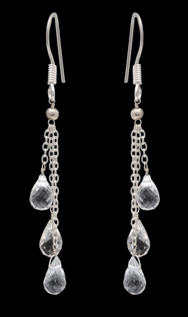 Rock-Crystal Gemstone Beaded Earring In .925 Sterling Silver ES-1723