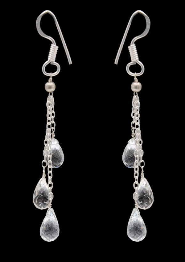 Rock-Crystal Gemstone Beaded Earring In .925 Sterling Silver ES-1723